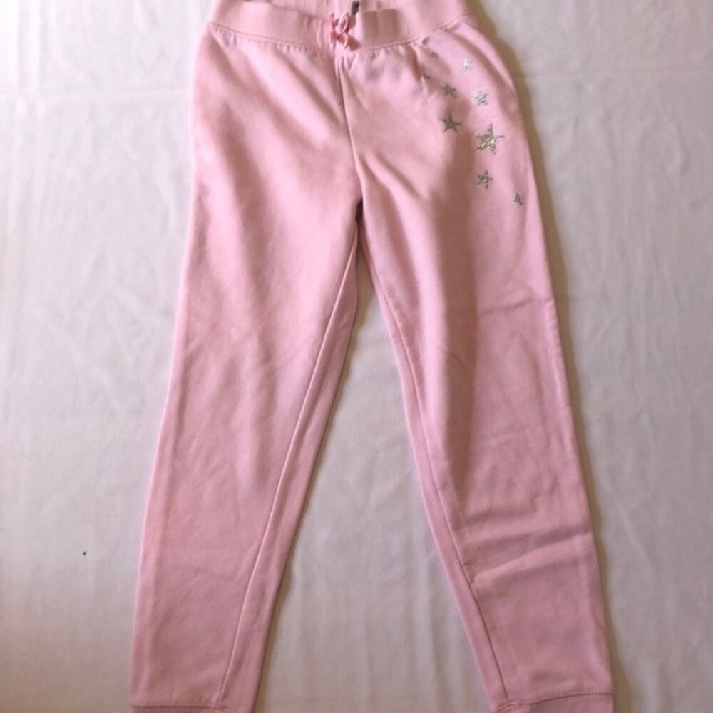 Light Baby Pink Star Silver Glitter Sweatpants